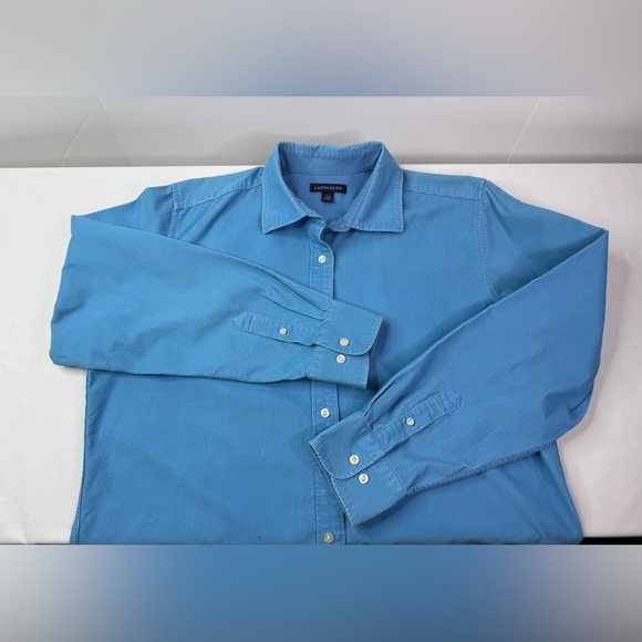 Lands' End Micro Corduroy Light Blue Button Down Shirt Size Large - Picture 5 of 8